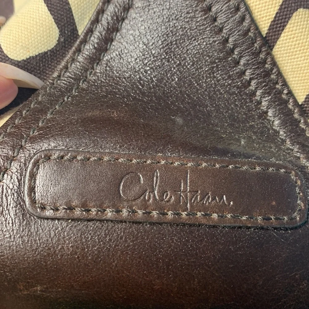 Cole Haan GENEVIEVE Triangle Leather & Woven Canvas Tote